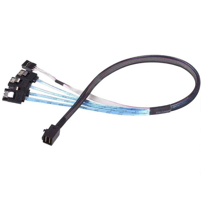 Y1UB MiniSAS Host SFF-8643 to 4SATA Backplanes Cable, 0.5M with Sideband for Enhances Data Integrity