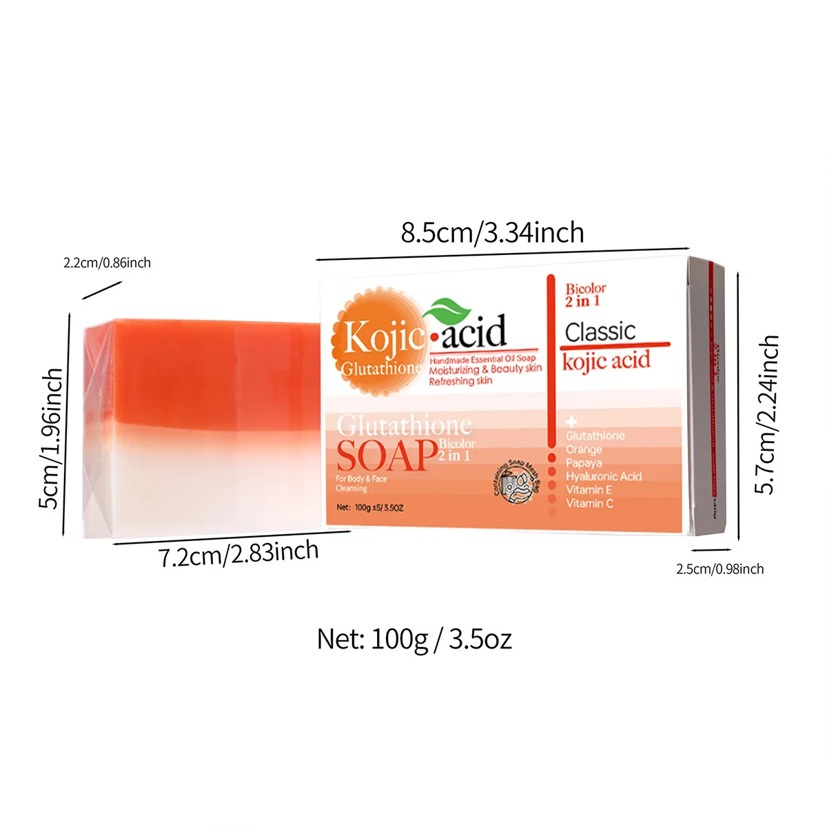 حار بيع العضوية 100 جرام حمض الكوجيك + الجلوتاثيون الصابون بار العسل مكافحة حب الشباب المعونة تبييض حمام الوجه