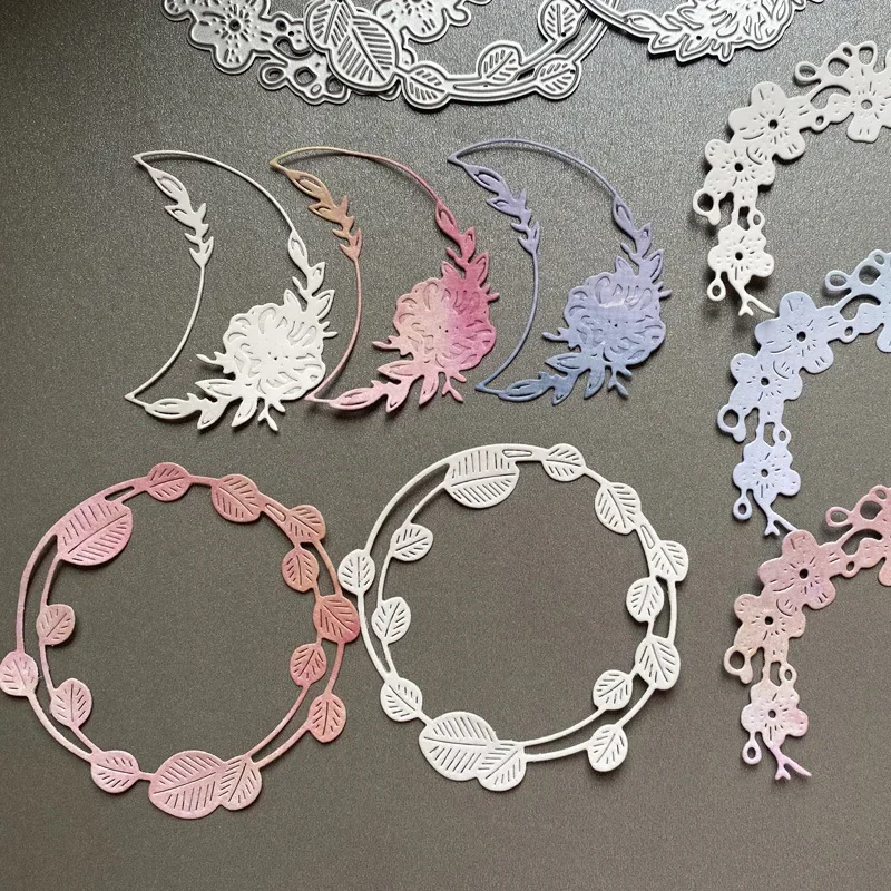 Metal Cutting Dies Round/Moon Lace/Flower Frame for Diy Scrapbooking Photo Album Decorative Embossing Card Crafts Cutting Dies