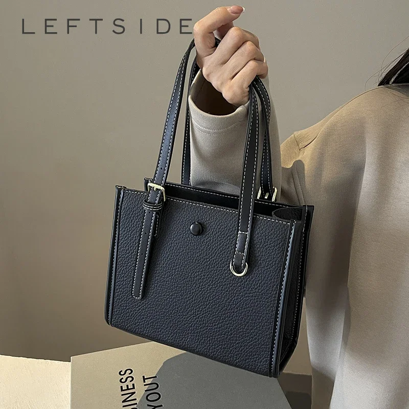 LEFTSIDE Small PU Leather Shoulder Bag Lady Handbags And Purses Women 2024 Y2K Korean Fashion Female Shopper Shopping Tote Bag