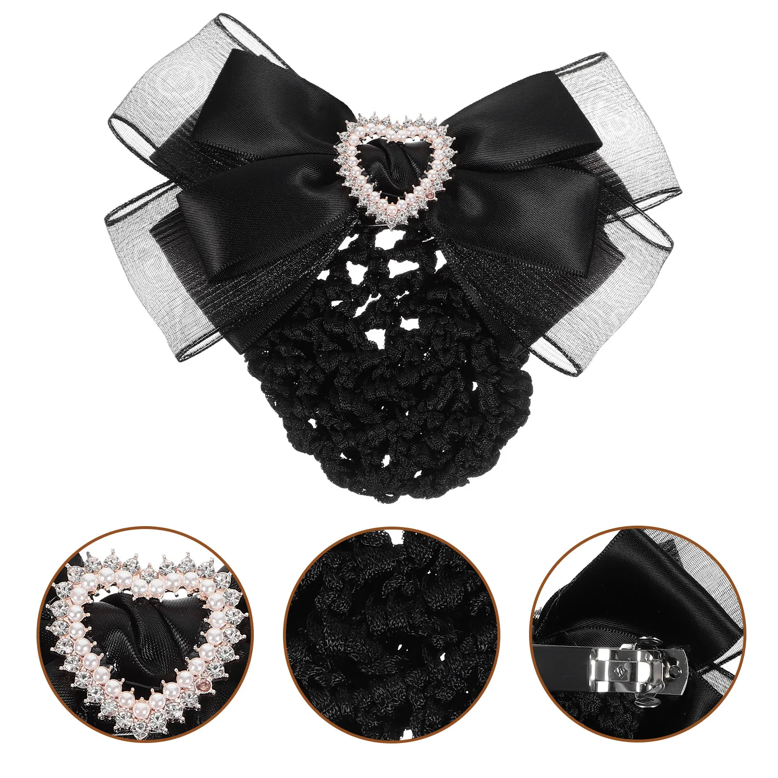 

Hair Bun Cover Clip Women Mesh Hairnet Barrette Stylish Elegant Hair Accessory for Service Professionals Nurses Flight