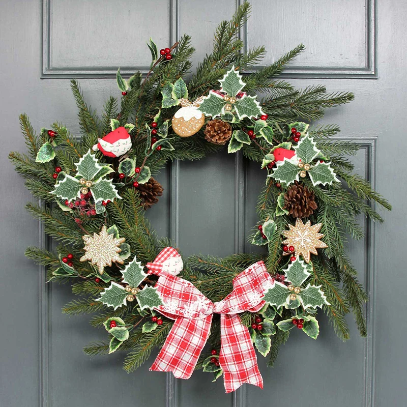 Rami di pino di natale artificiale con pigna decorazione realistica ornamento albero di natale ciondolo appeso decorazioni per la casa