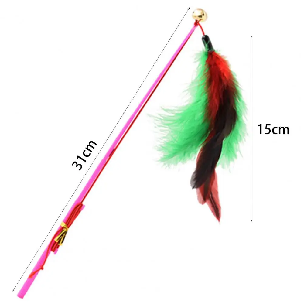 Cute Cat Toys Interactive Funny Multicolor Color Feather Bells Cat Stick For Pet