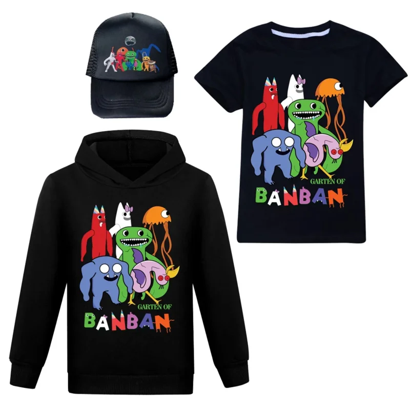 Garden of Banban 3D Prints Children T-Shirts Garten of Banban Kids Hoodie Sweatshirt Toddler Boy Girl Autumn Hooded with Sunhat