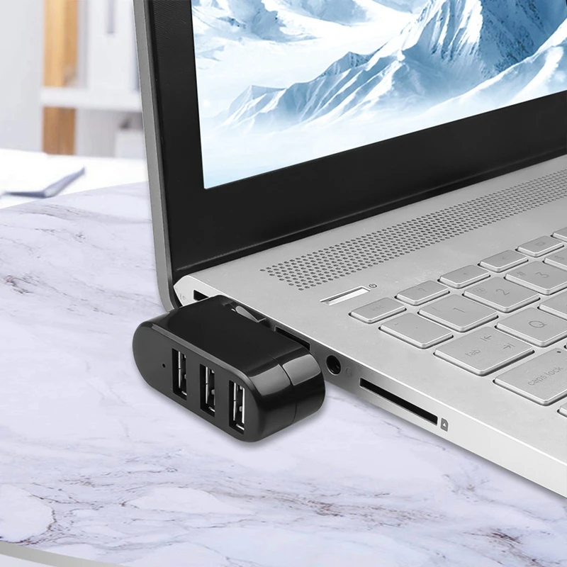Divisor de Hub USB Rotatable para Laptop, PC, Tablet, Impressora, Câmera, 3 Port Expander, 90 °-180 °