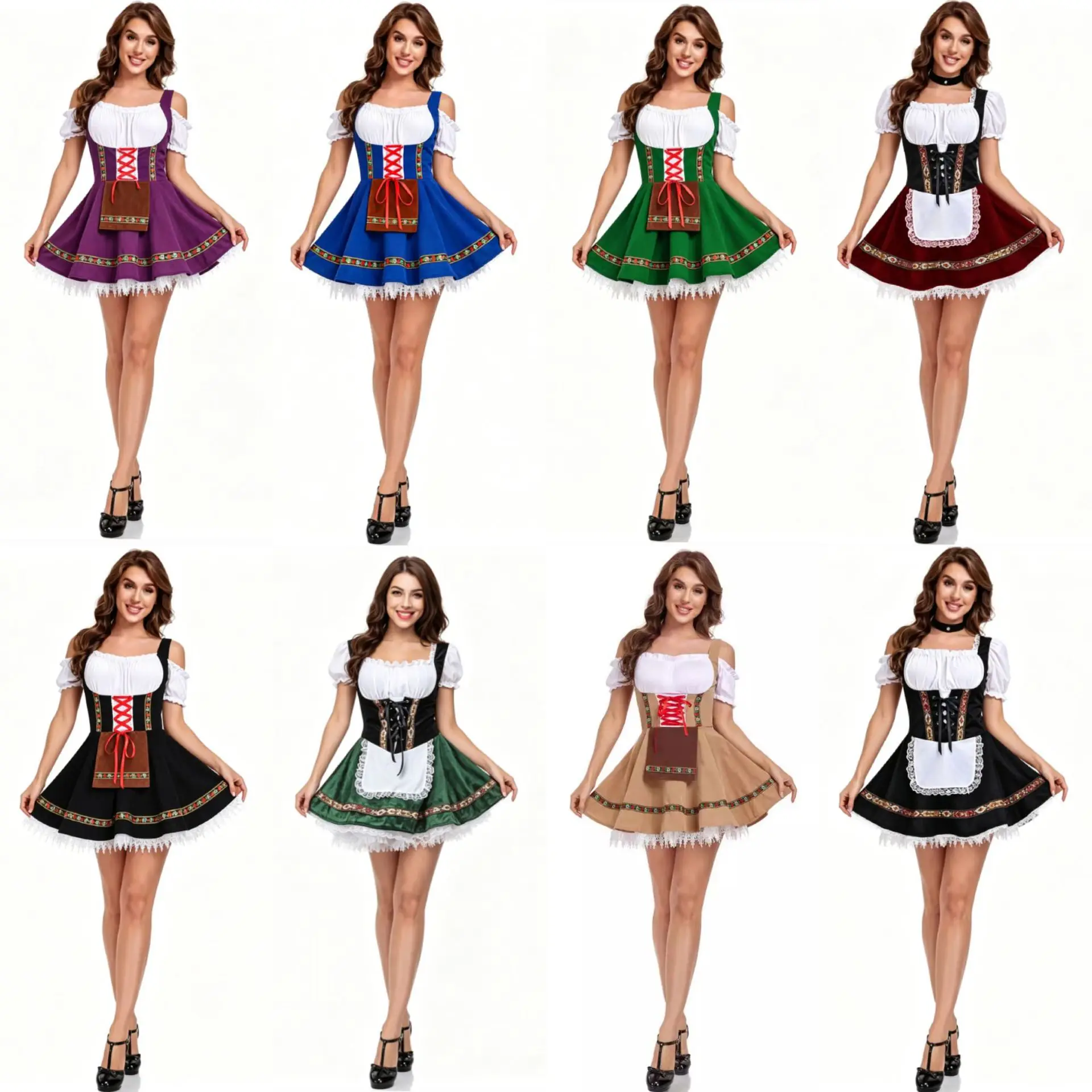 

Traditional Bavarian Maid Costume plus Size Dress Stage Performance Halloween Outfit Beer Festival Apparel Women's Ethnic Wear