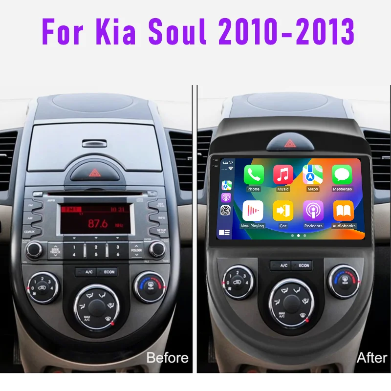 

9" 4-64GB For Kia Soul 2010-2013 Car Radio Wireless Carplay Android 15 Auto QLED Touchscreen Stereo Head Unit FM GPS