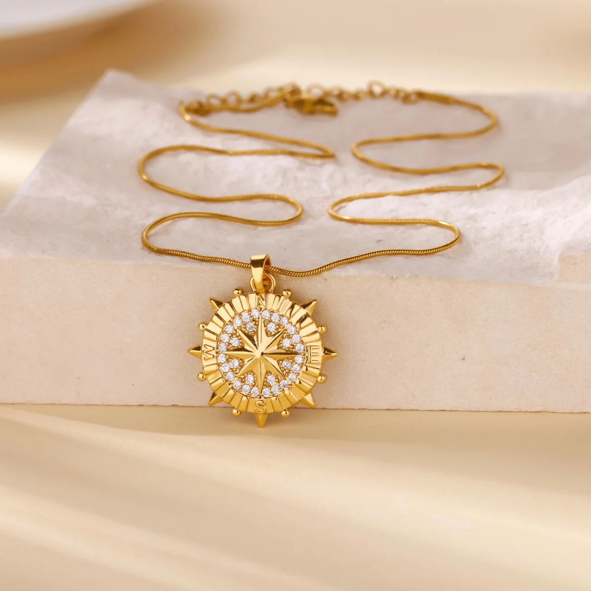 Stainless Steel Compass octagonal star Heart Rate Necklaces for Women Charm Pendant Chain Party  Jewelry Gift 2025 New Trendy