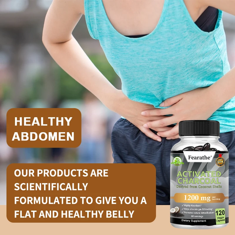 Biologische kokosnoot geactiveerde houtskool - Helpt de spijsvertering te bevorderen, ontgifting en smering om de normale darmfunctie te bevorderen