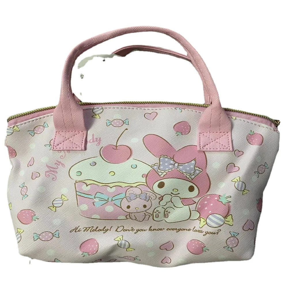 Sanrio กระเป๋าเป้สะพายหลังลายเฮลโลคิตตี้กระเป๋าโรงเรียนมายเมโลดี้กระเป๋าถือ Cinnamoroll กระเป๋า Crossbody Kuromi กระเป๋าสตางค์หนัง PU