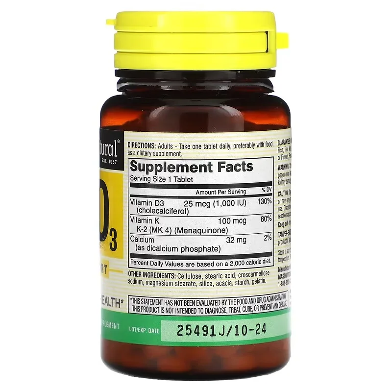 Vitamin K2 and D3 Supplement for Calcium Absorption Promotion Bone Health Support-100 Tablets