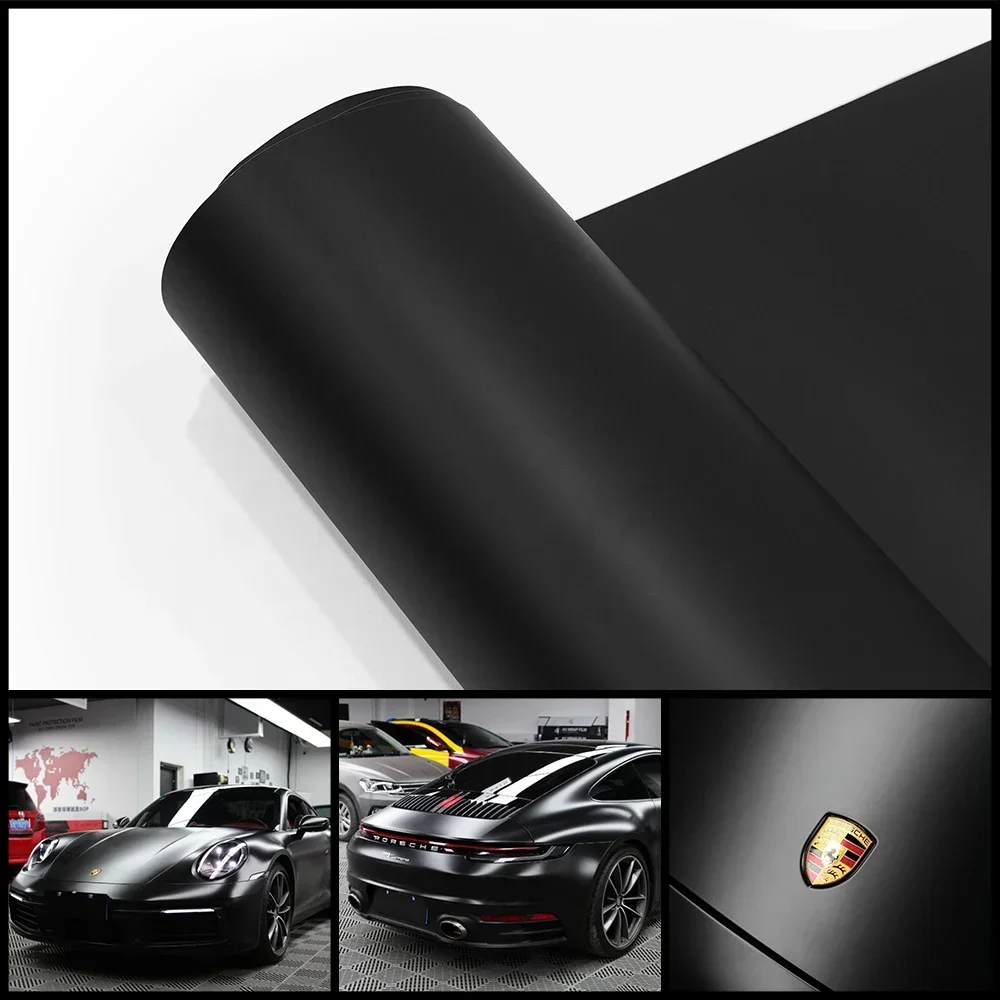 1.52x16.5m Premium Matte Black Car DIY PET Wrap Vinyl Film Color Change Decal Protective Cover Sticker Auto Tuning Accessories