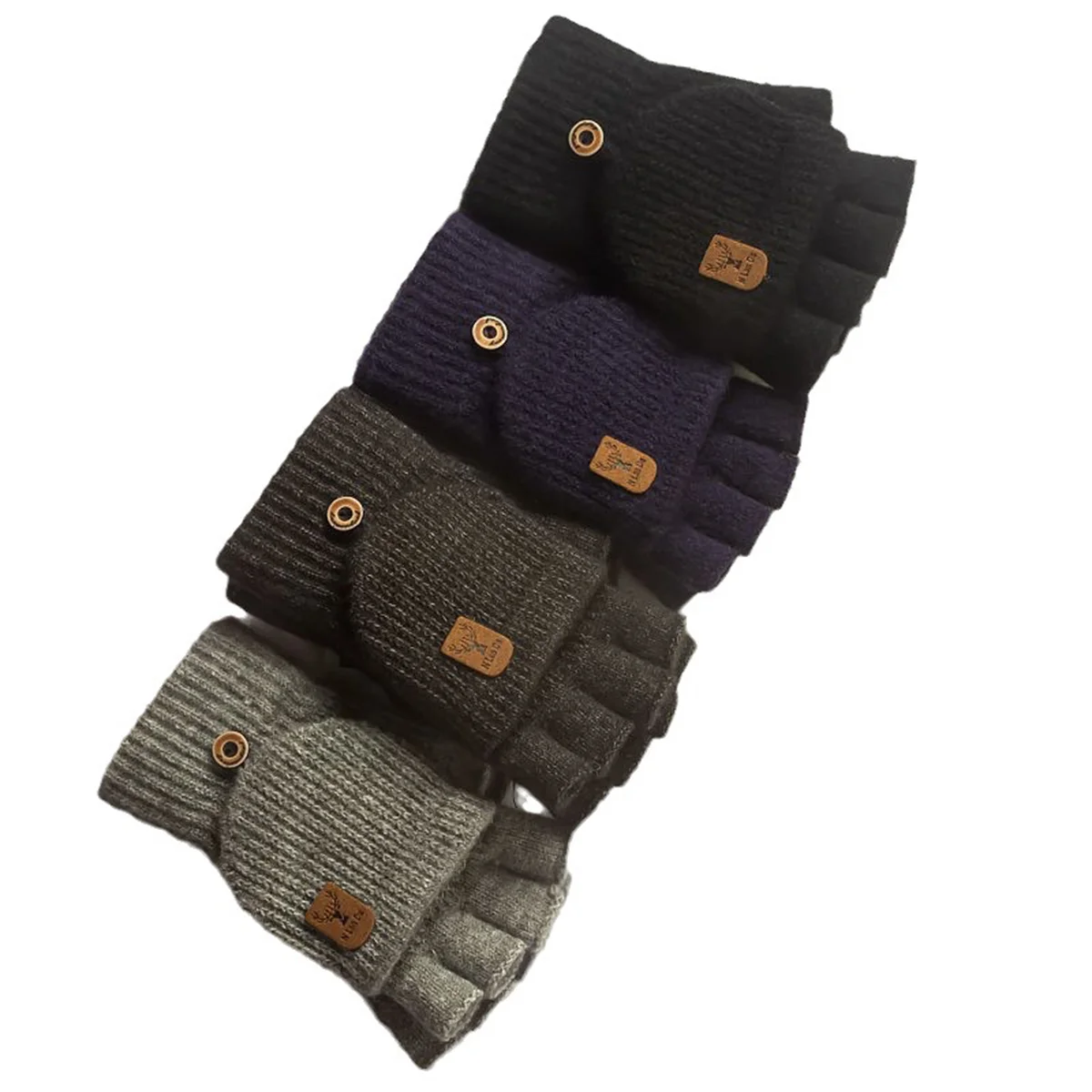 قفازات جديدة بدون أصابع للرجال والنساء للشتاء، قفازات نصف إصبع سميكة ودافئة، ملحقات طالب محبوكة بشاشة تعمل باللمس