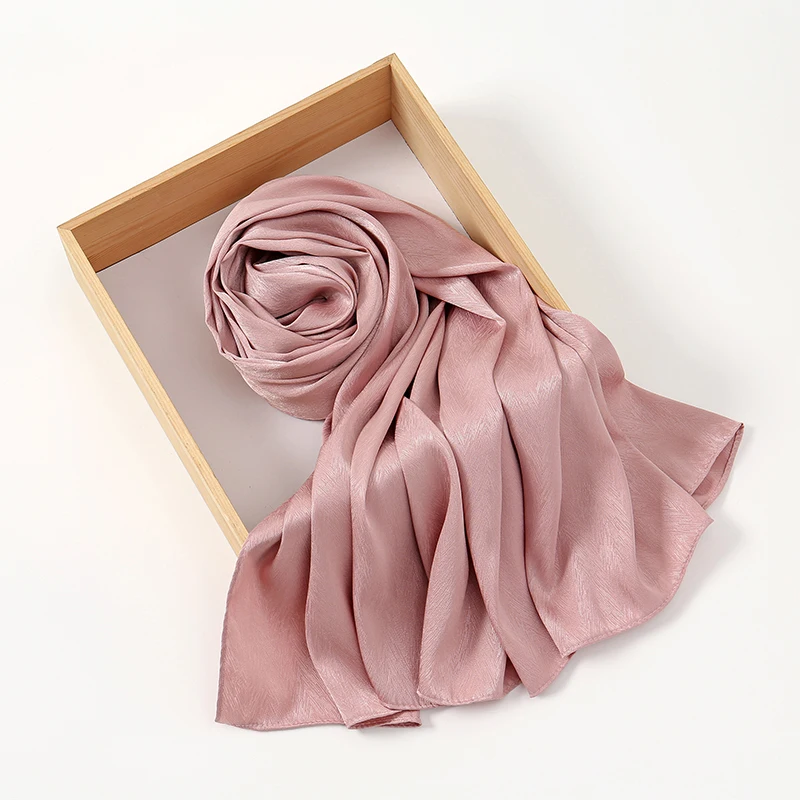 Large Size Silkly Stain Scarf Women Plain Foulard Femme Luxury Hijab Long Bandana Evening Party Dress Shawls and Wraps 2024