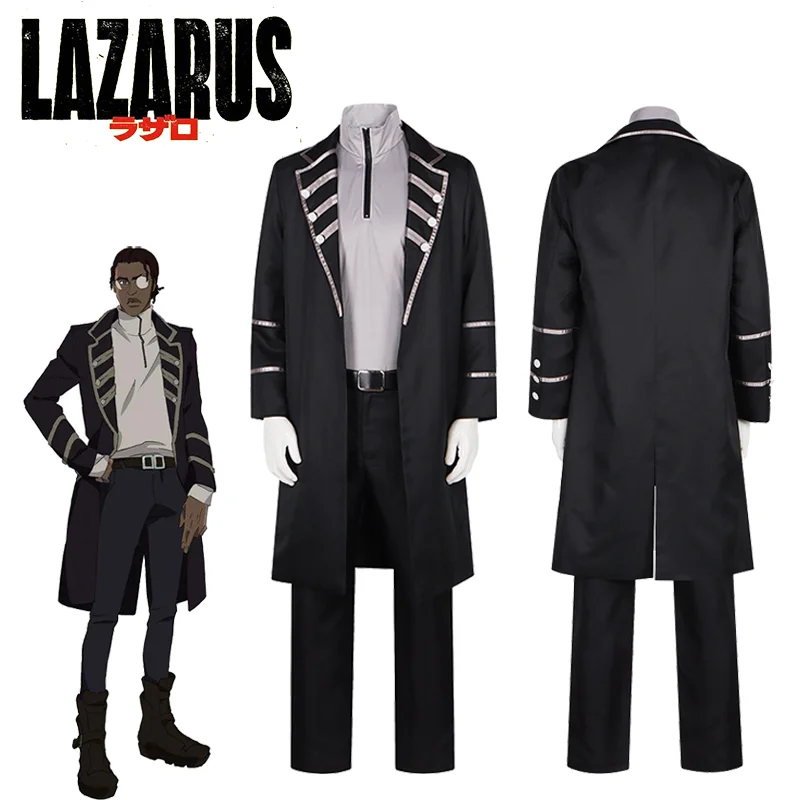

Anime Lazarus Doug Cosplay Adult Men Trench Uniform Belt Full Set Accessories Suits Casual Clothings Halloween Carnival Outfits