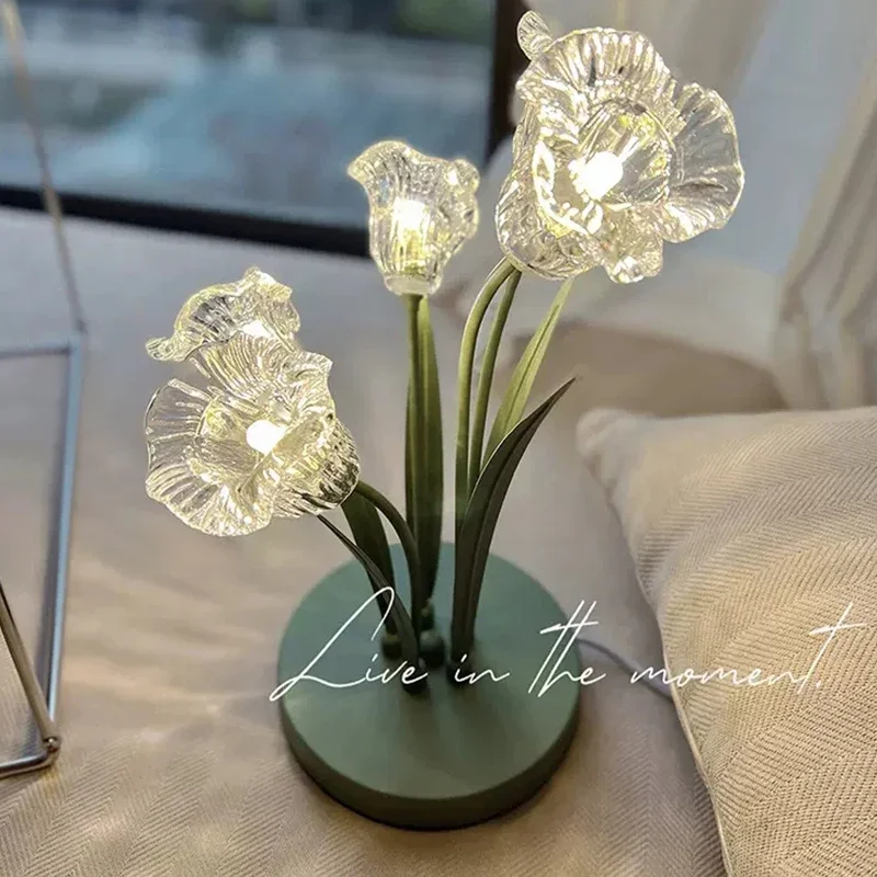 BERTH Contemporary Table Lamp French Pastoral LED Creative Flower Living Room Bedroom And Study Home Decoration Desk Lamp