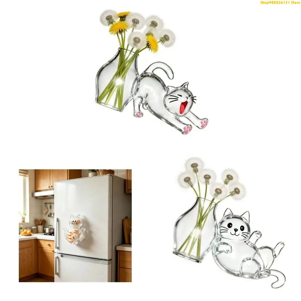 Cats Whiskers Holders Refrigerator Magnet Tiny Vase Fridge Magnet for Flowers G92C