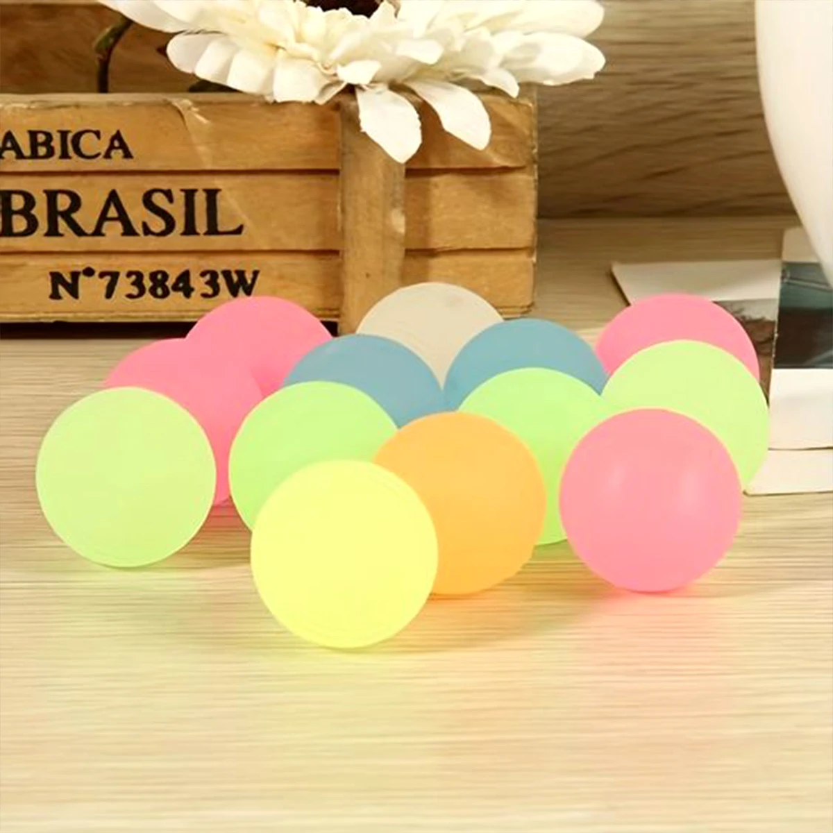 3.6/4.2cm 10pcs Glow Elastic Ball Luminous Bouncy Balls Birthday Party Decorations Baby Shower Wedding Party Supplies Kids Gifts