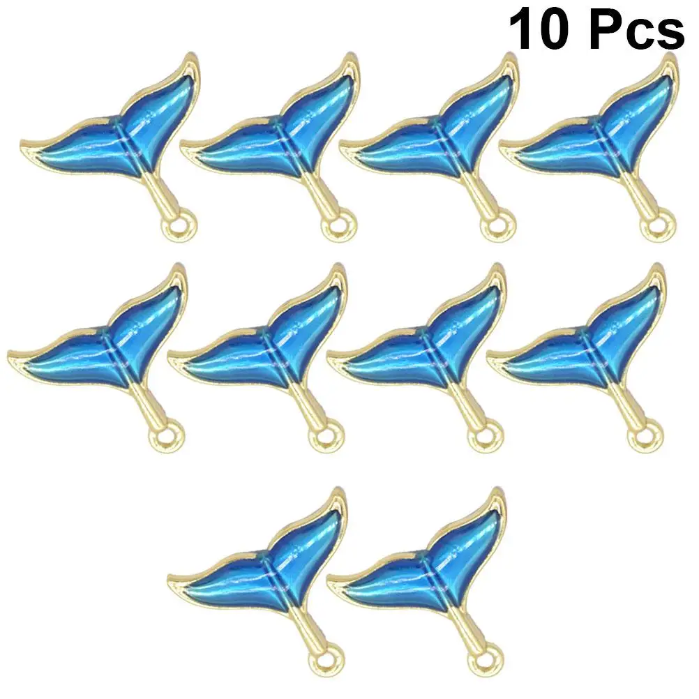 

10 Pcs Mermaid Tail Pendant Blue Charms for Women DIY Necklace Bracelet Earring Accessories Jewelry Making Supplies