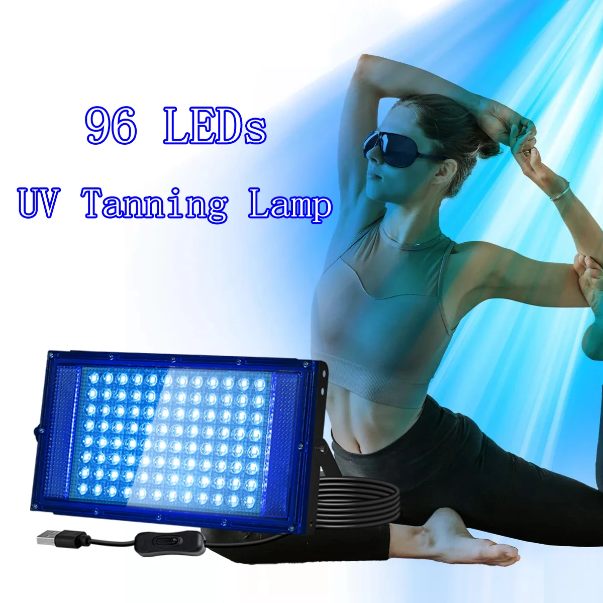 

1/2/3 pack 96 LEDs Tanning Solarium Lamp for Body, Wavelength 460-480nm Skin care, Blue light UV Tanning Lamp with Hanging Hooks