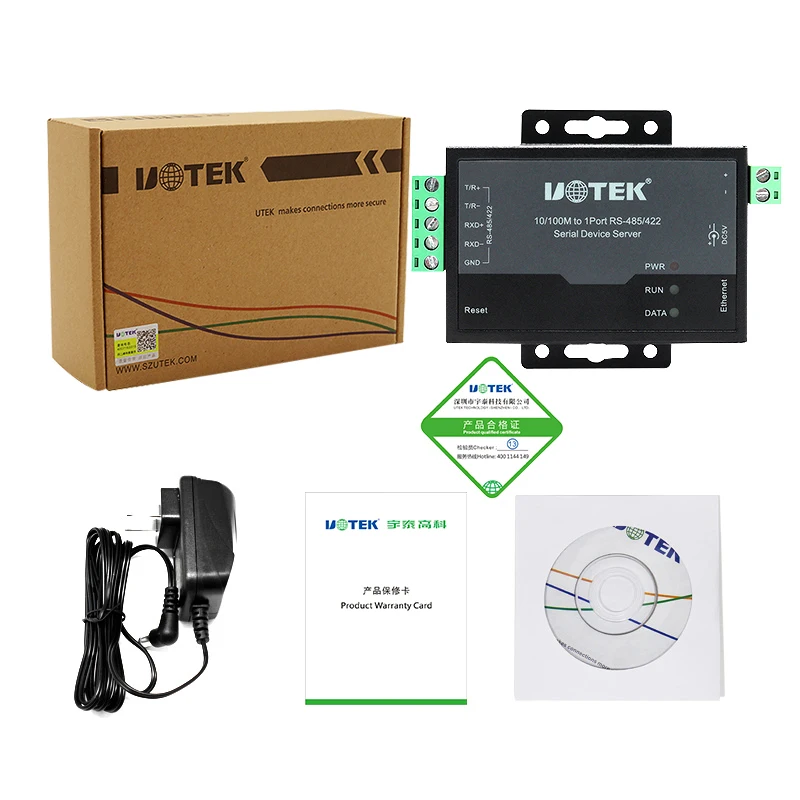 UOTEK 10/100M TCP/IP do RS-485 RS422 Serial Device Server z ochroną 4KV ESD Obsługa MCP VCOM UT-6801BMT