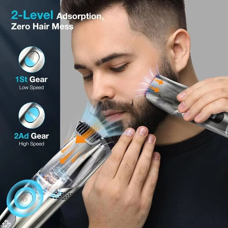 Sweker Vacuum Beard Trimmer for Men Hair Clippers for Men with Adjustable Comb (1-20mm) Precision Blades Cordless Electric Razor