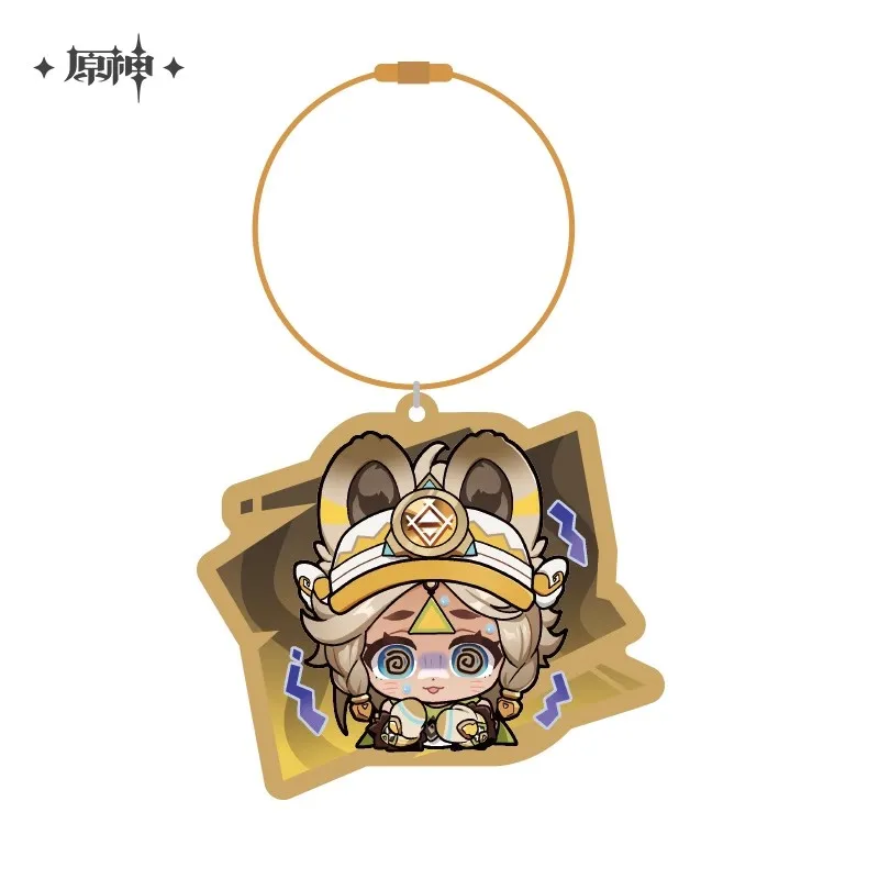 Game Genshin Impact Official Original Kinich Mualani Kachina Q Emoji Series Acrylic Pendant Keychain Cosplay Props Kids Gift