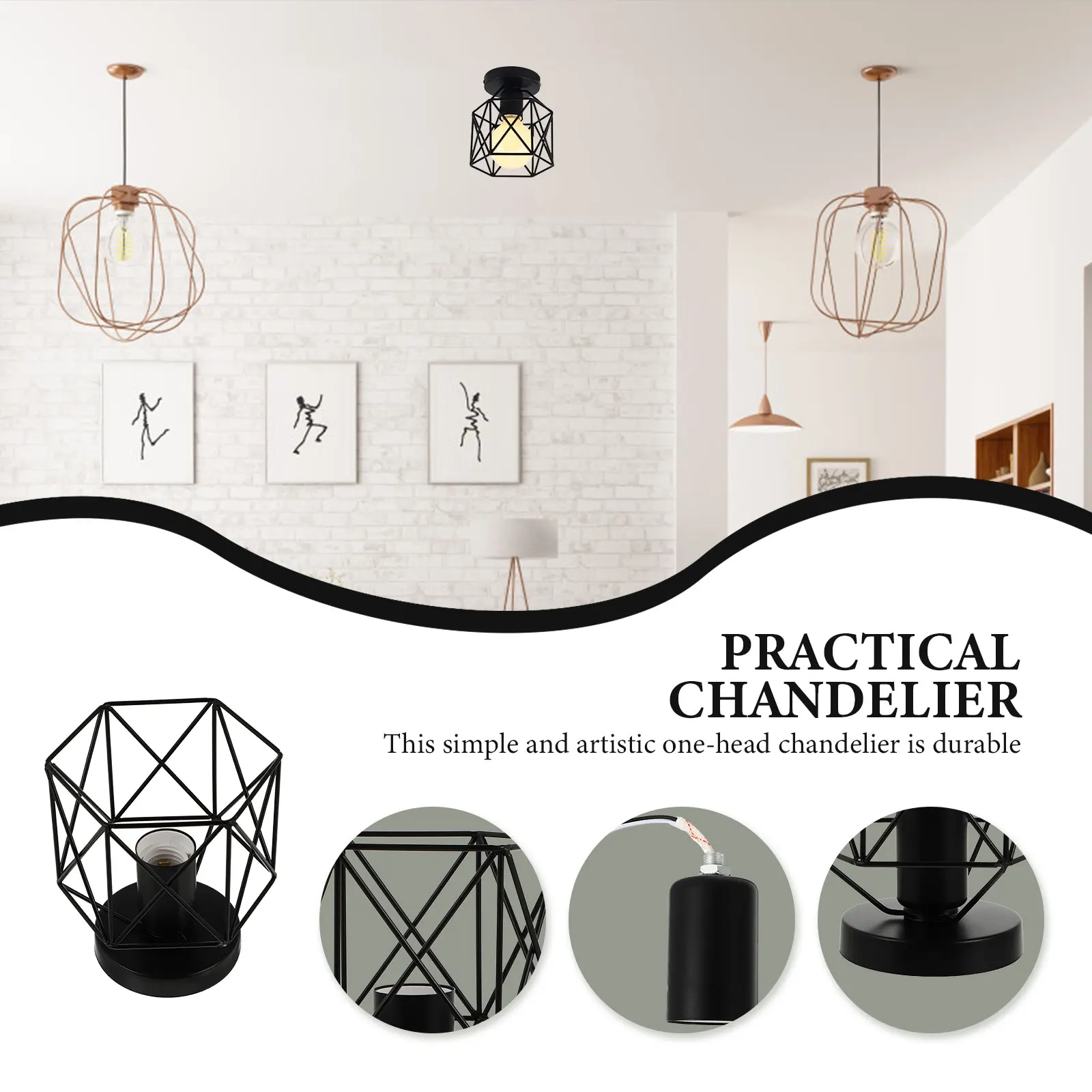 

Industrial Style Single Head Iron Durable Ceiling Lamp Light Decor Corridor Hanging Lamp Household Supply Elegant