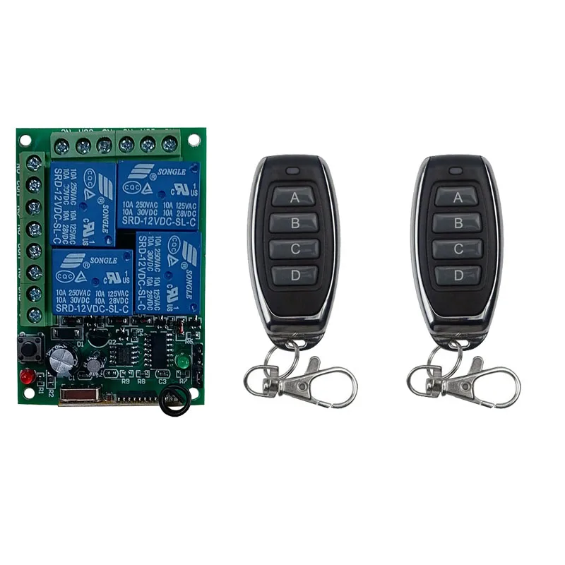 DC12V 24 فولت 4CH اللاسلكية RF التحكم عن بعد مفتاح الإضاءة 10A التتابع الناتج راديو وحدة الاستقبال + الارسال فتحت باب المرآب/مصباح