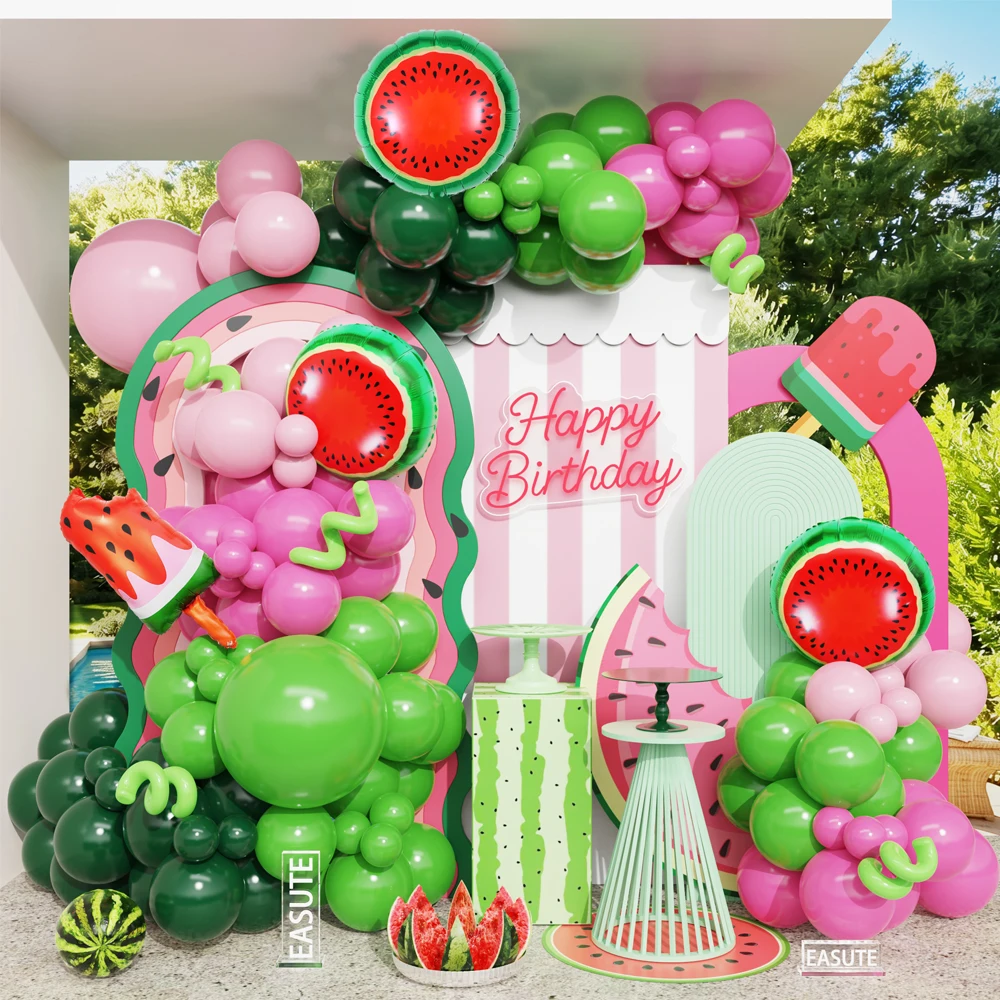 

113pcs Summer Watermelon Balloon Garland Arch Kit Pink Green Latex Balloon Beach Birthday Wedding Party Decor Baby Shower Supply