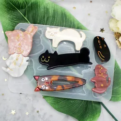 Cute Cat Hairpin Silicone Mold DIY Personalized Hairpin New Year Gift Epoxy Resin Mold, Resina Epoxi Kit Completo Hobby Supply