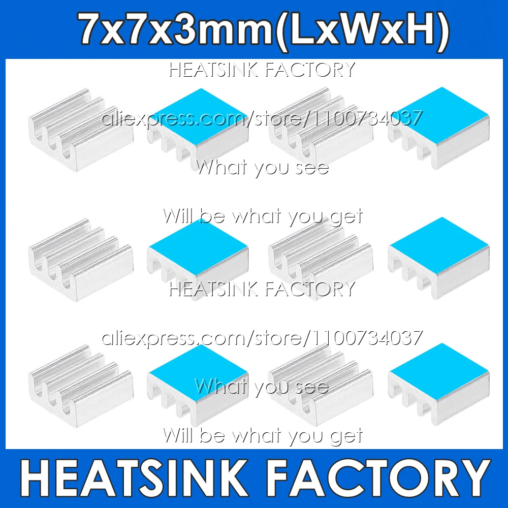 

Free Shipping No Tape / With Thermal Tape, 7x7x3mm Aluminum Heatsink Electronics Cooler for MOS IC Chip Silver