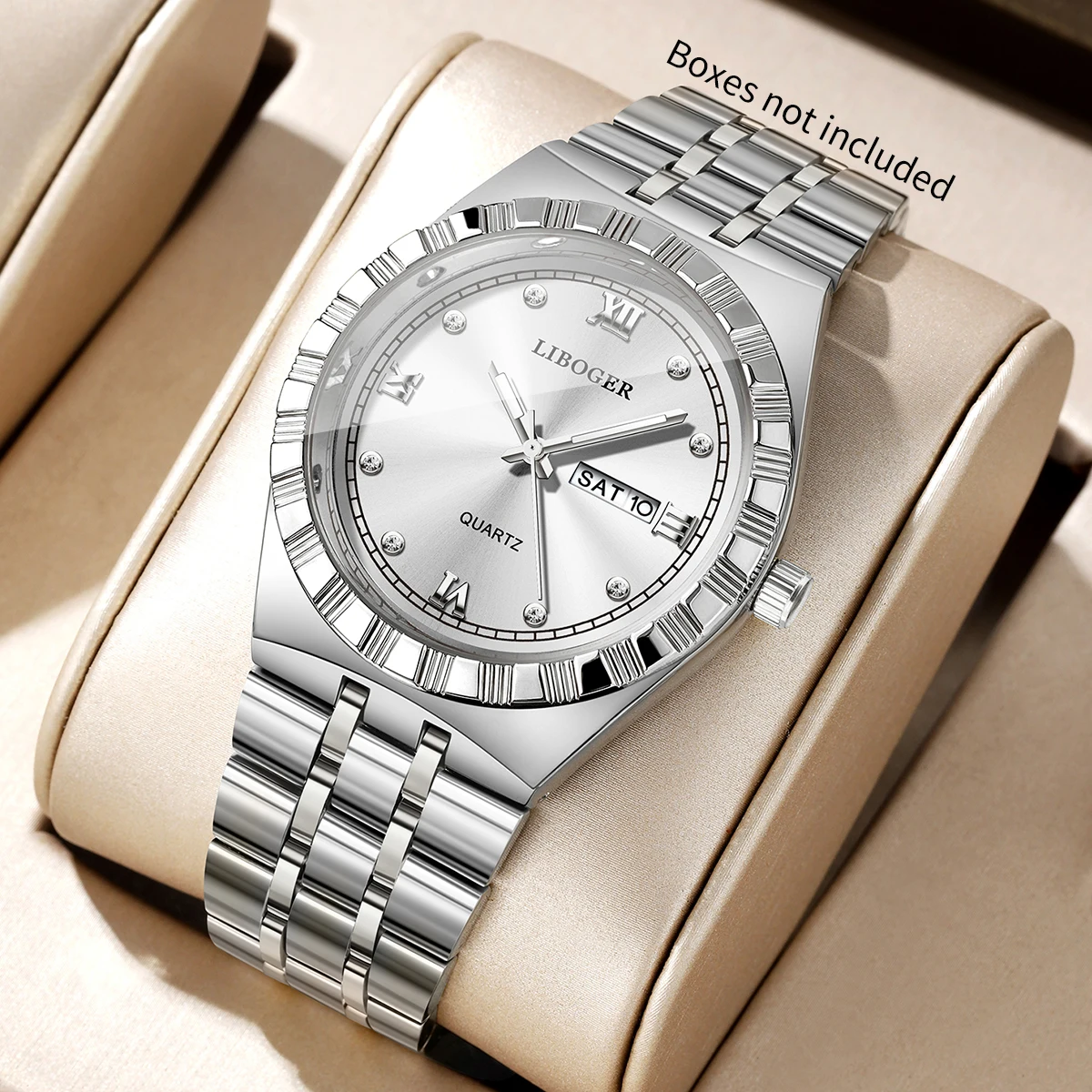 Luxury Watch Organizer For Men - Роскошные серебристые мужские деловые часы с