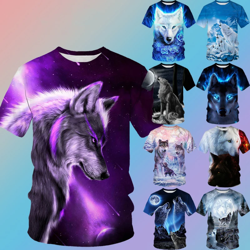 Fashion 3D Wolf Printed T Shirts for Men/women Personality Cool Printing Graphic Tee Shirt Short Sleeve T-shirt