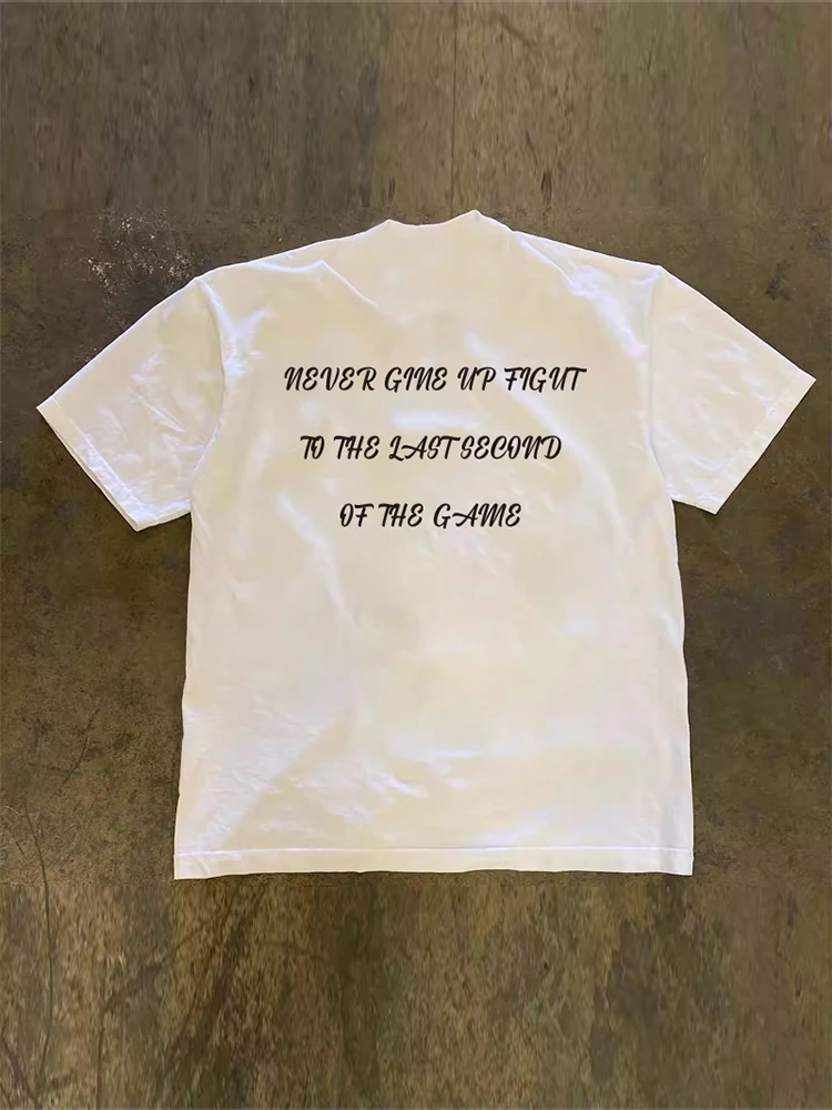 Loose Fit Cotton T-Shirt Unisex Short Sleeve Double Thread UPUPXIA Hero Print Sweat Absorbent round Neck Casual Summer Top