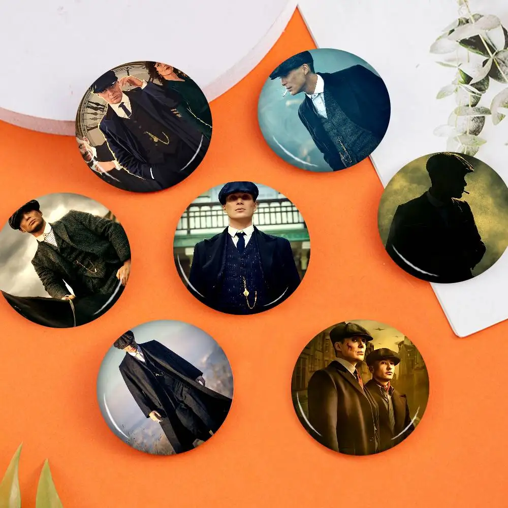 Movie P-Peaky B-Blinders Cartoon Brooches Anime Badge Round Handmade Brooch Lapel Pins Jewelry for Backpack Clothes Gifts