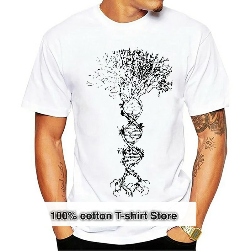 2024 Summer Tee Shirt  White Tree Of Life DNA T-Shirt Human Genetic Code Sacred Geometry Top O-Neck T-shirt