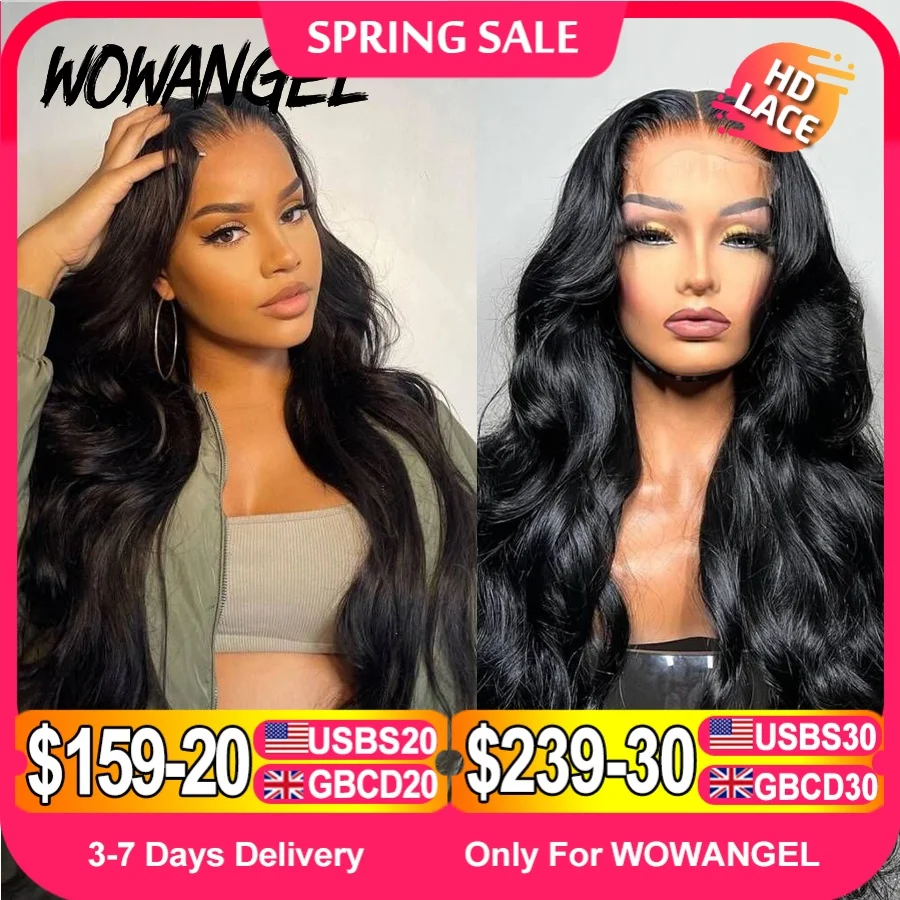 Wow Angel Glueless 250% Real HD Lace Closure Wigs 7X7/6x6/5X5 HD Closure Wig Body Wave Pre Plucked Human Hair Wigs For Women