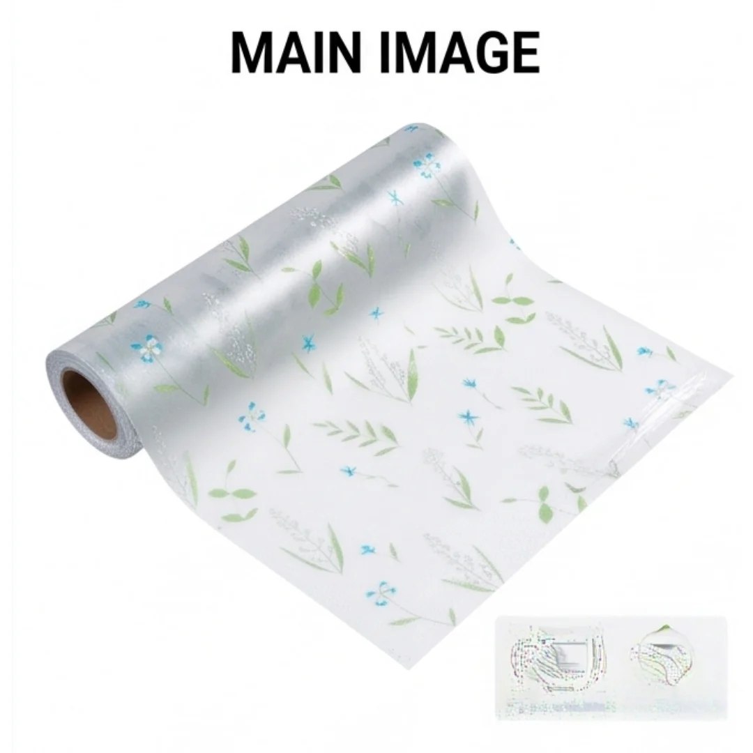 Film adhésif bleu pour fenêtre, motif fleurs sauvages, protection de la vie privée, autocollant floral pour verre, anti-UV, imperméable, décoratif