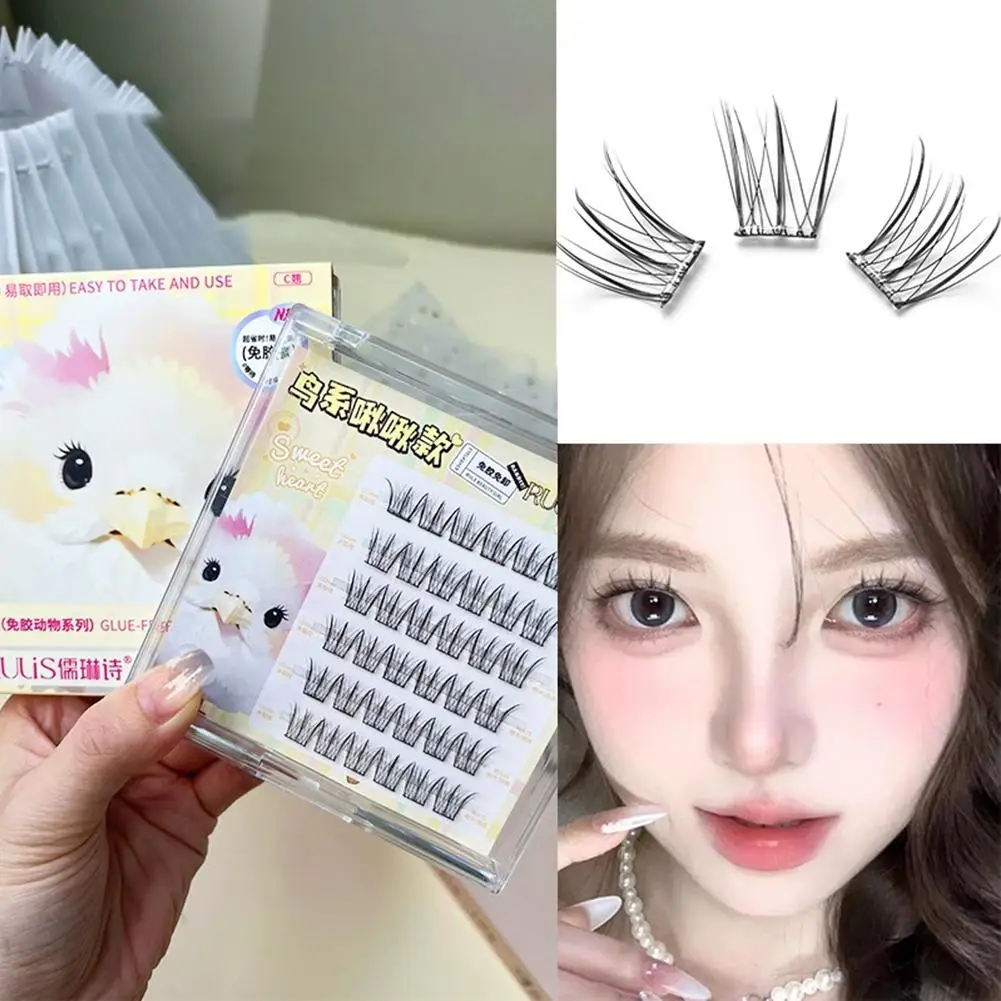 DIY kleberfreie falsche Wimpern im koreanischen Stil, natürliche Wispy Manga, falsche Wimpern, einzelne Cluster, selbstklebende falsche Wimpern