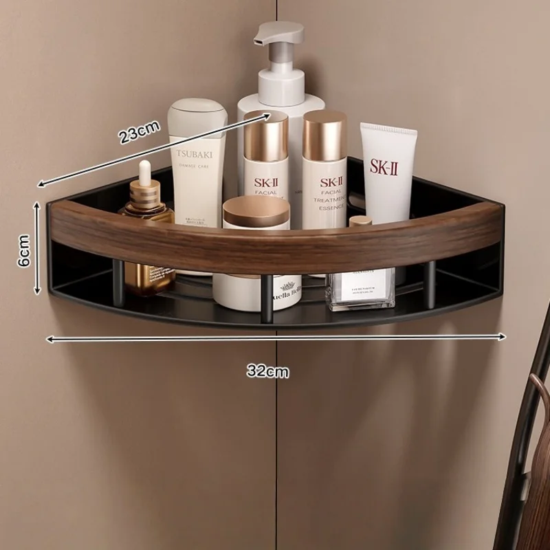 

Wood Bathroom Storage Holder Wall Mounted Bath Shower Shelf Black Bathroom Shelf Bathroom Corner Shelf Kitchen Storage Holder