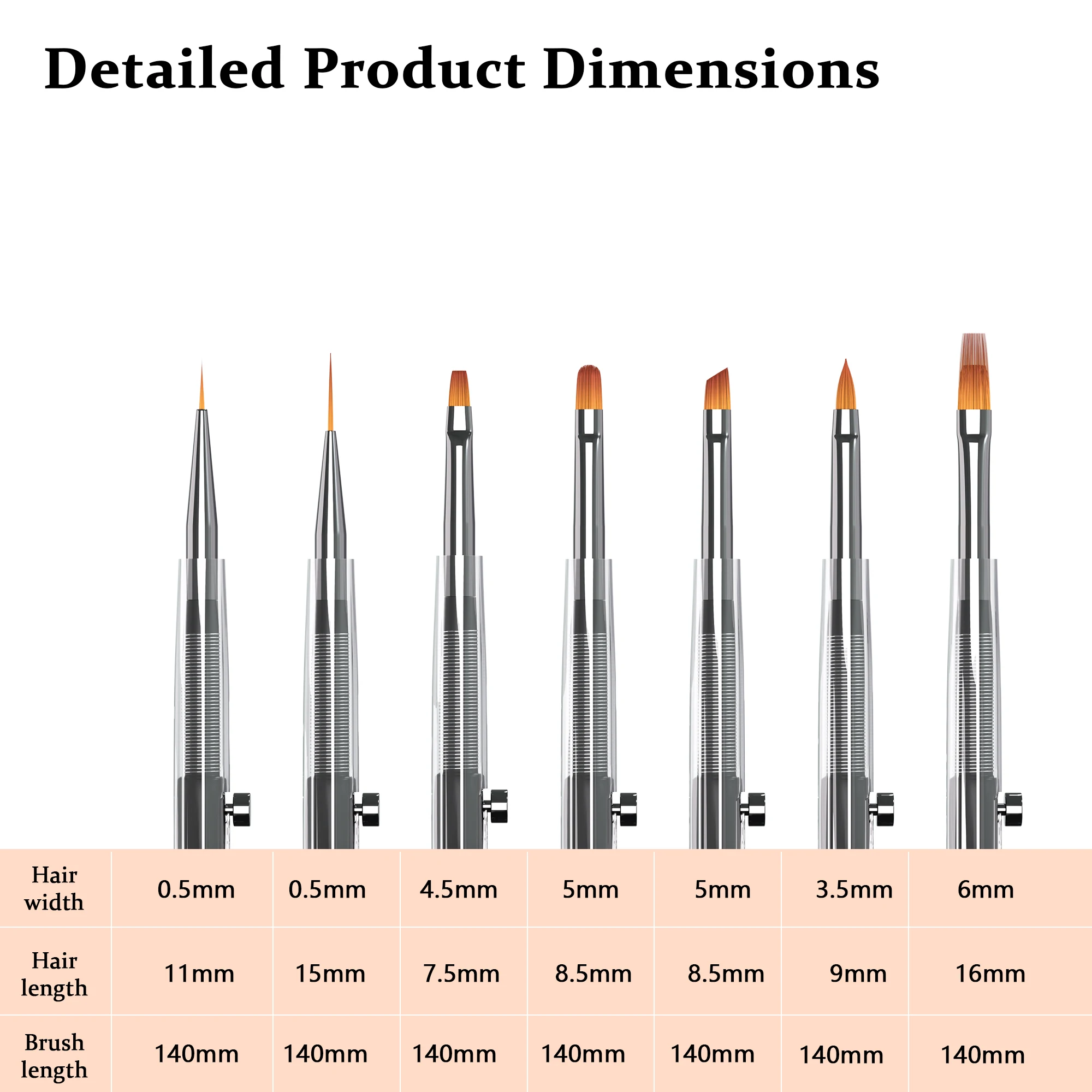 فرشاة فنية تلسكوبية محملة بنابض، تصميم فرشاة تلسكوبية قابلة للفصل، سهلة التخزين، مناسبة لصالونات الأظافر. #6