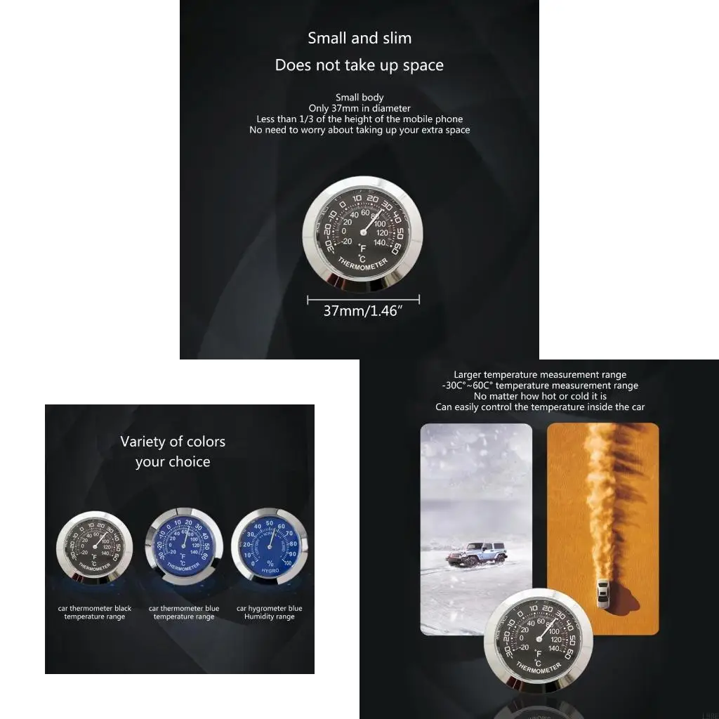 L9BE Mini Thermometer with Alloy for Shell Hygrometer -30-60℃ for Automobile