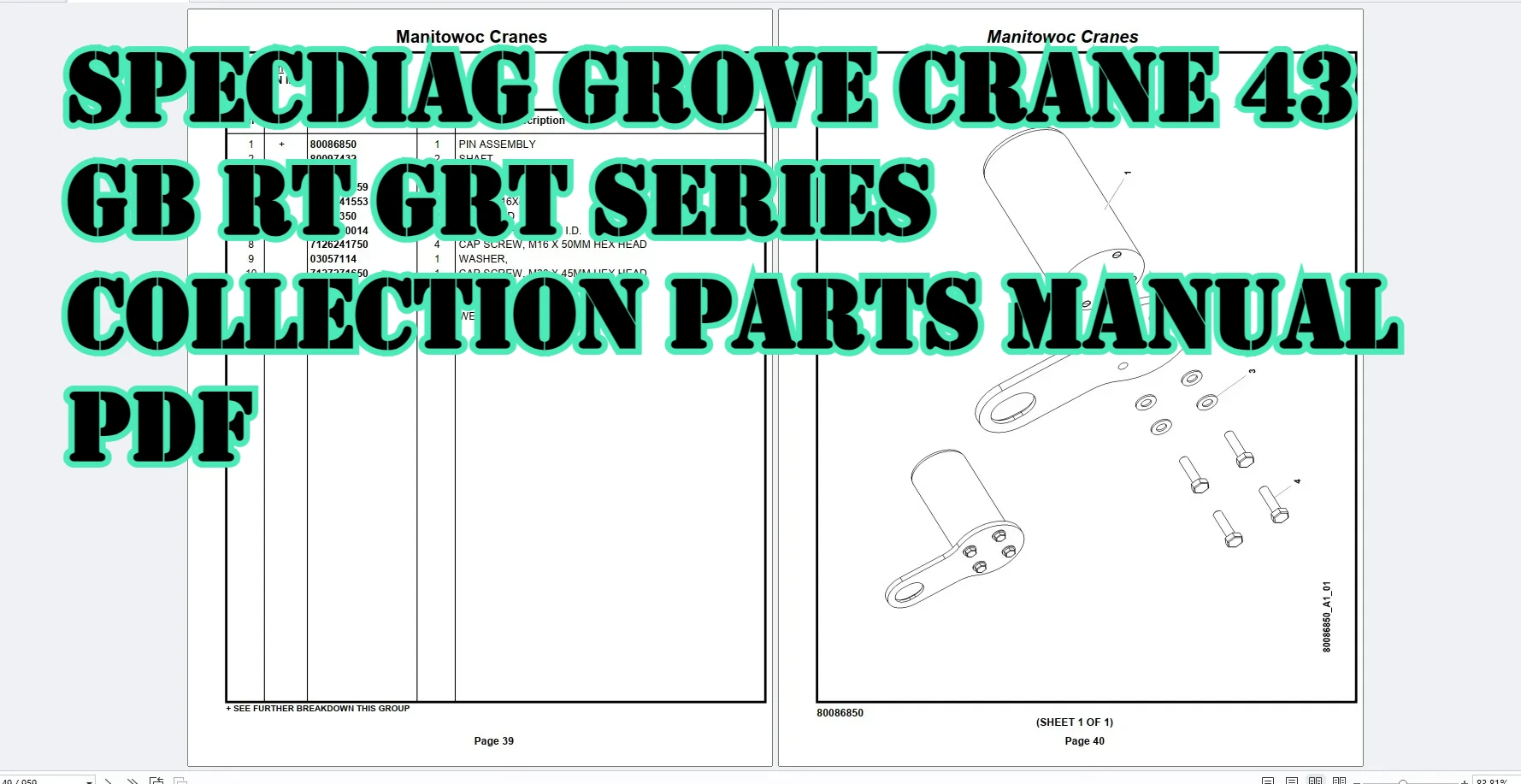 

SpecDiag Grove Crane 43 Gb RT GRT Series Collection Parts Manual PDF