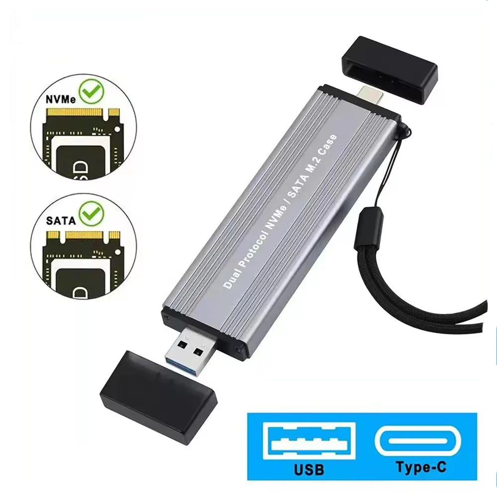 M.2 NVMe SSD Enclosure Adapter USB C 3.2 Gen 2 10Gbps NVME for M-Key 2230/2242/2260/2280M2 Aluminum External USB A M2 Reader