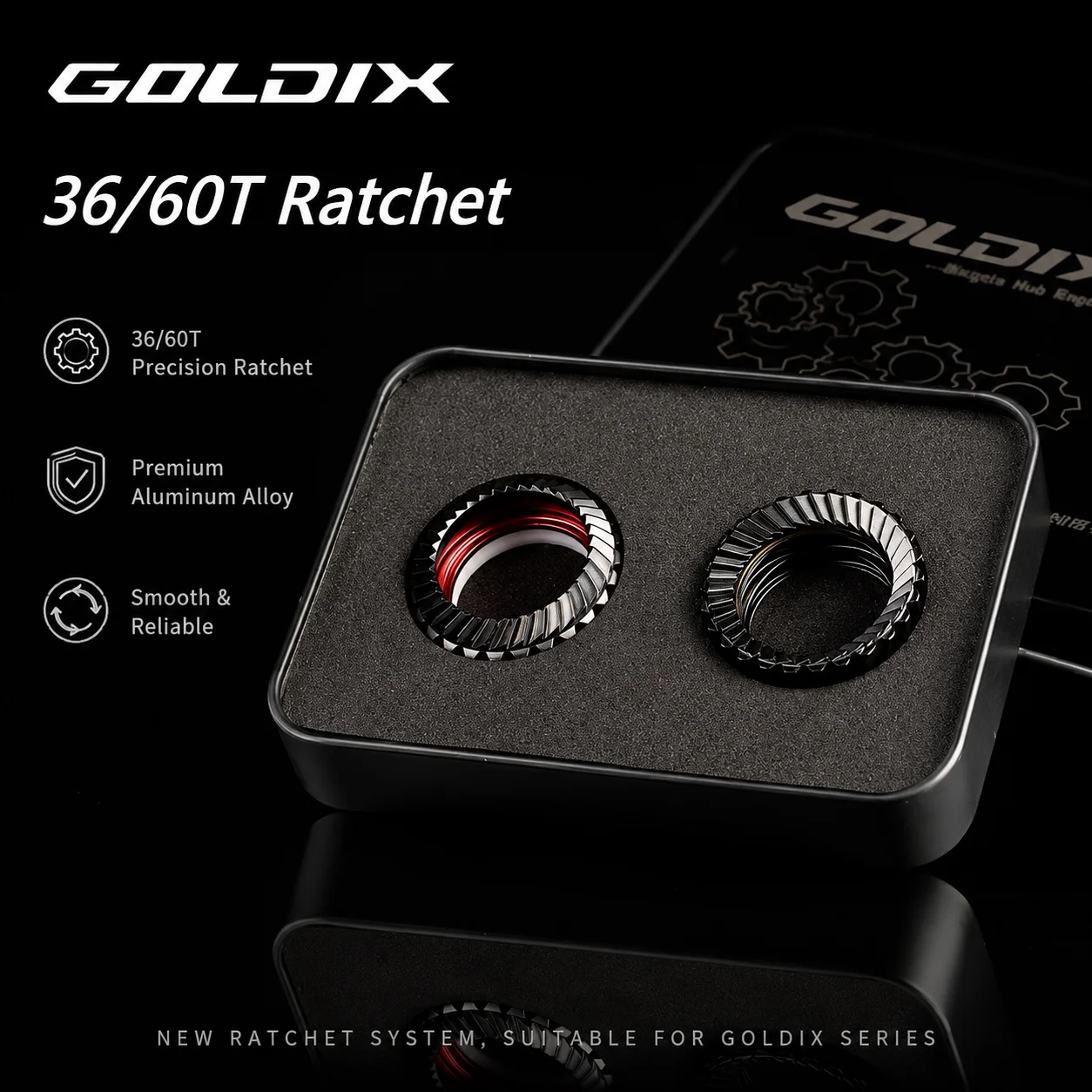 Pierścień zapadkowy GOLDIX 36T 60T Helical Ratchet do piast szosowych i MTB serii 370/350/310/240/180/160, zapadka o wysokiej wytrzymałości, duża powierzchnia styku.
