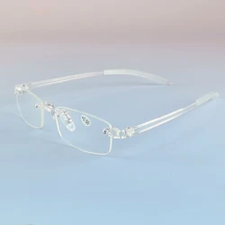 Gafas de lectura transparentes y flexibles para mujer, lupa sin marco TR90 ultraligera para presbicia + 0,5 + 0,75 + 1 + 1,25 + 1,5 + 1,75 + 2 ~ + 4