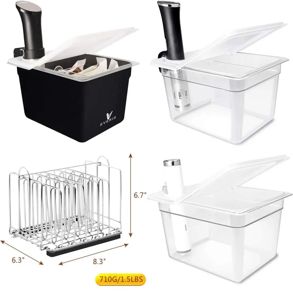 

Контейнер для су-вид объемом 12 кварт с откидной крышкой, решеткой и чехлом - совместим с различными брендами