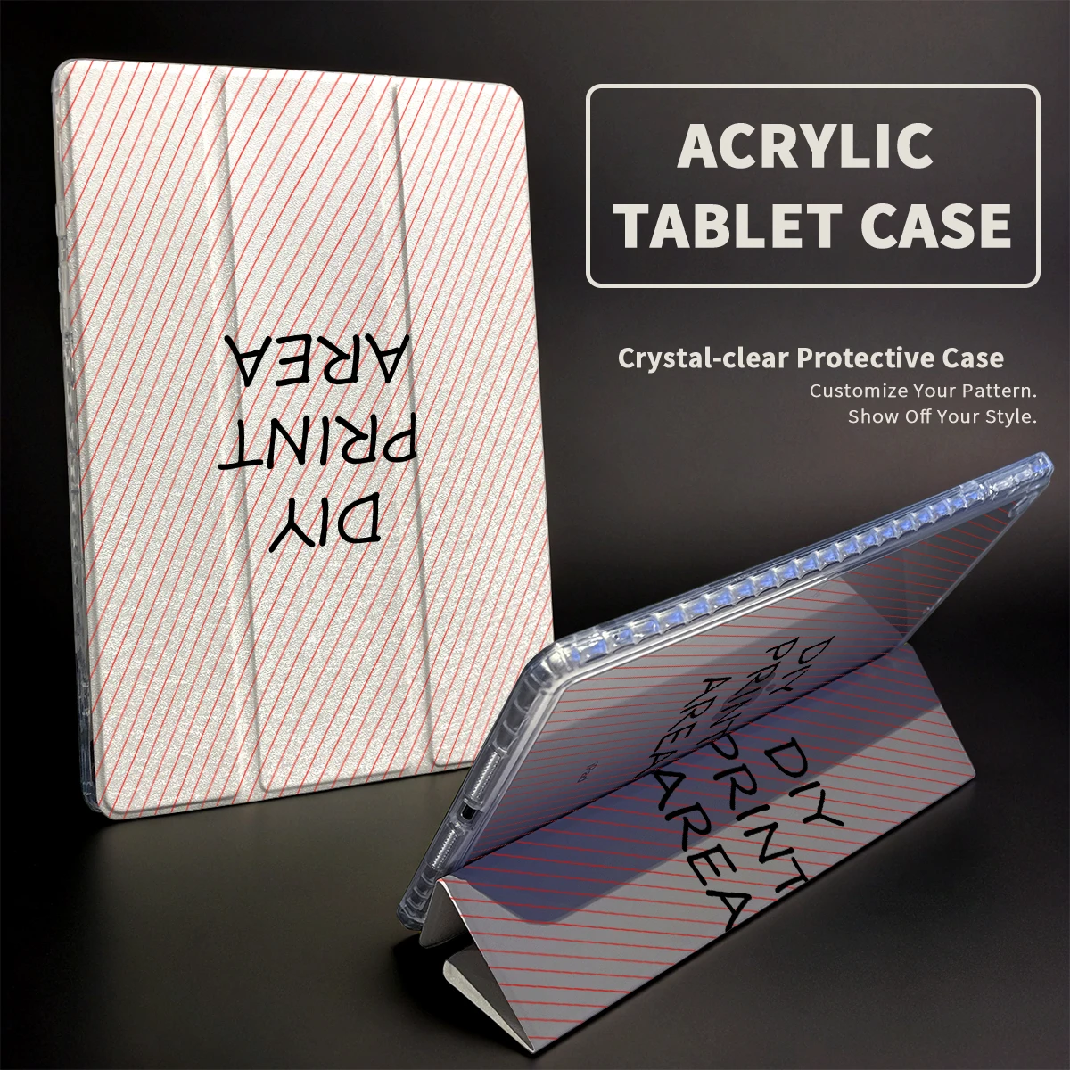 Etui ochronne z własnym wzorem, personalizowany projekt, potrójnie składane, przezroczyste etui na iPad Mini Air Pro — zdjęcie produktu 4
