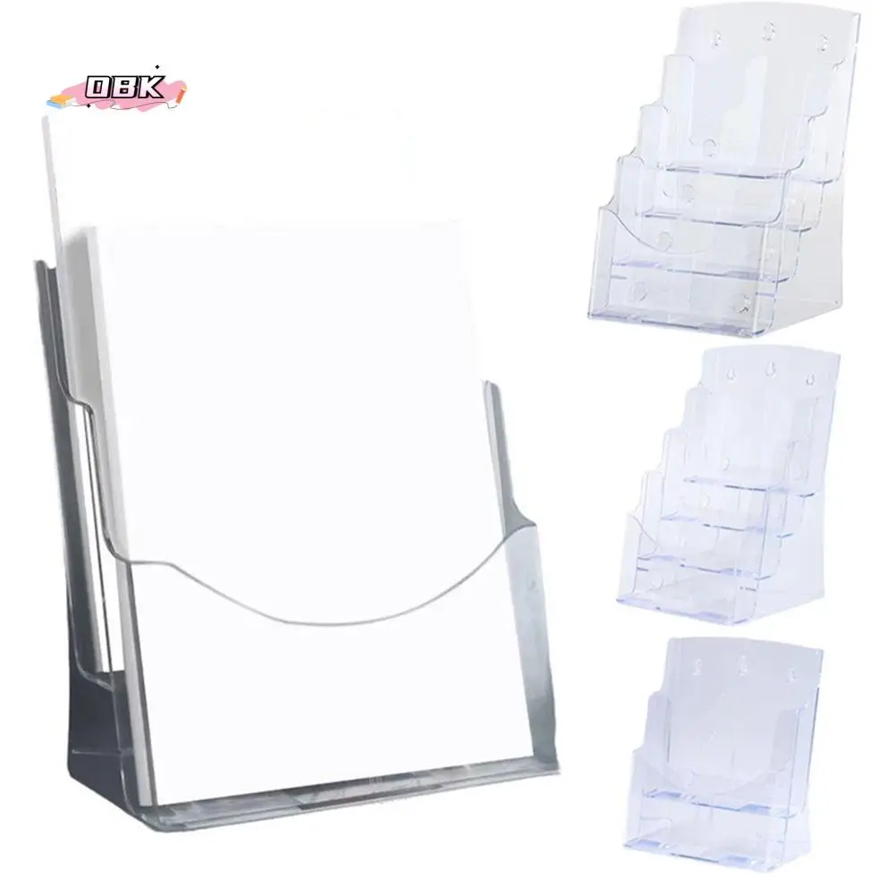 

A4/A5/A6 Clear Flyers Display Stand 2/3/4 Layers Hanging Hole Brochure Holder Anti-slip Slot Space Saving Desktop Document Rack